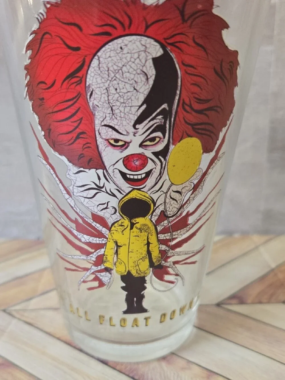 ​IT Pennywise Clown 16oz Pint Glass Stephen King Horror Movie Drink Tumbler